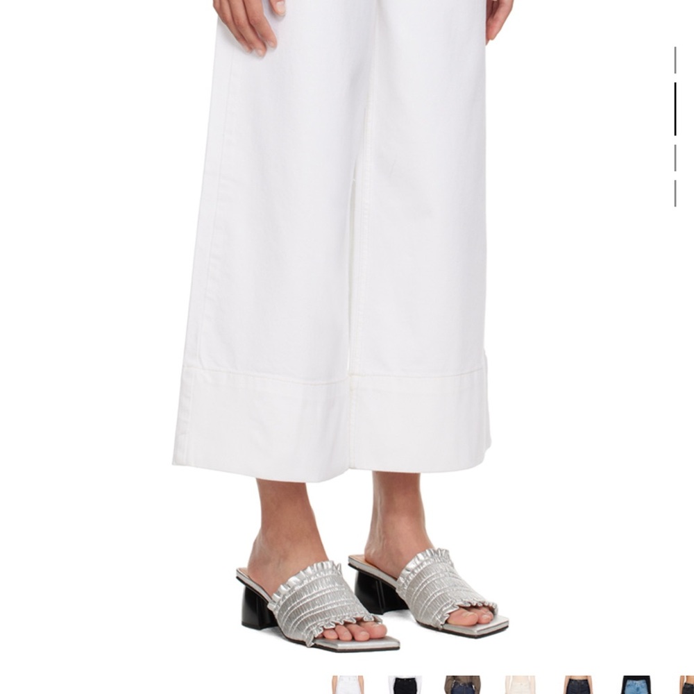 GANNI Wide Leg Cropped Jeans in White - Picture 3 of 9